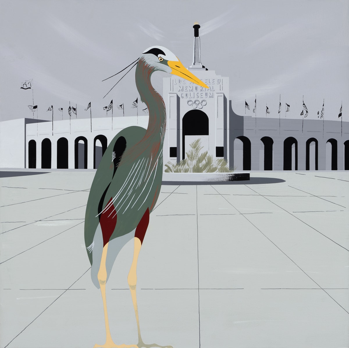 Heron, Los Angeles Memorial Coliseum by Hilary Baker, Image 1.