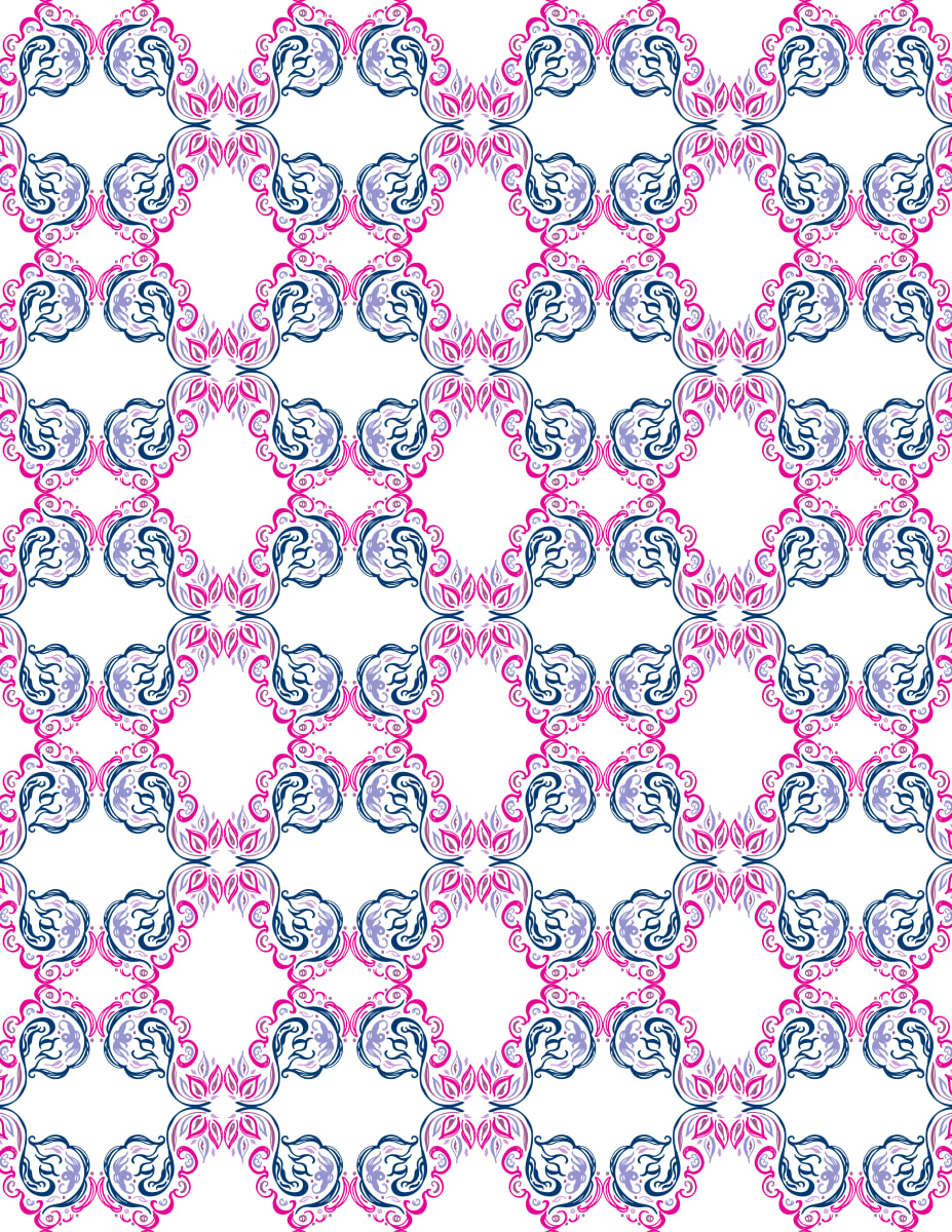 Feather Mirror Xs and Bowties (Illustration Pattern Repeat) 