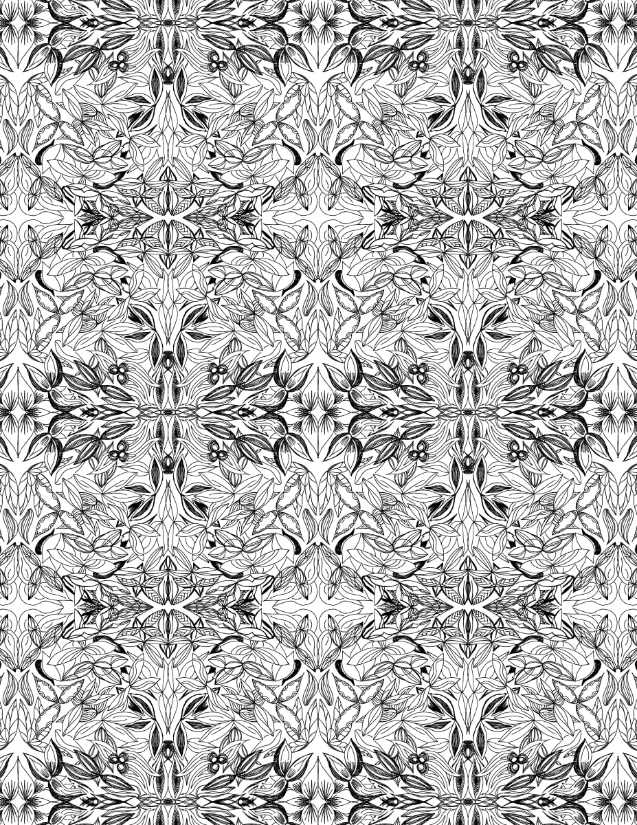 Floral Leaves Ornamental 30in x 20in Digital Repeating Pattern 