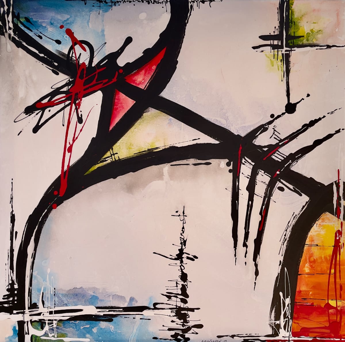 Around the Bend by Sherylle Dovaston  Image: Around the Bend, acrylic on canvas, 60 x 60