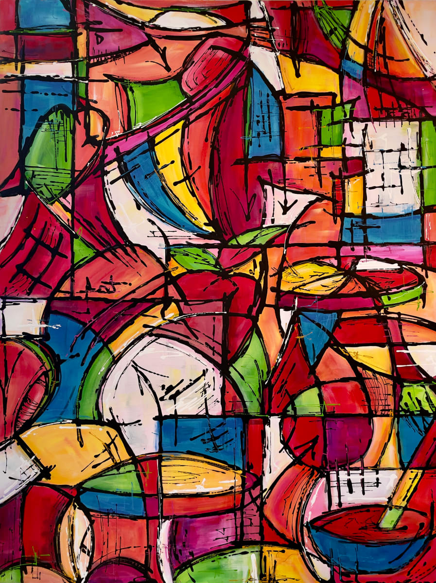 Cocktails on the Balcony by Sherylle Dovaston  Image: Cocktails on the Balcony, acrylic on canvas, 106 x 81