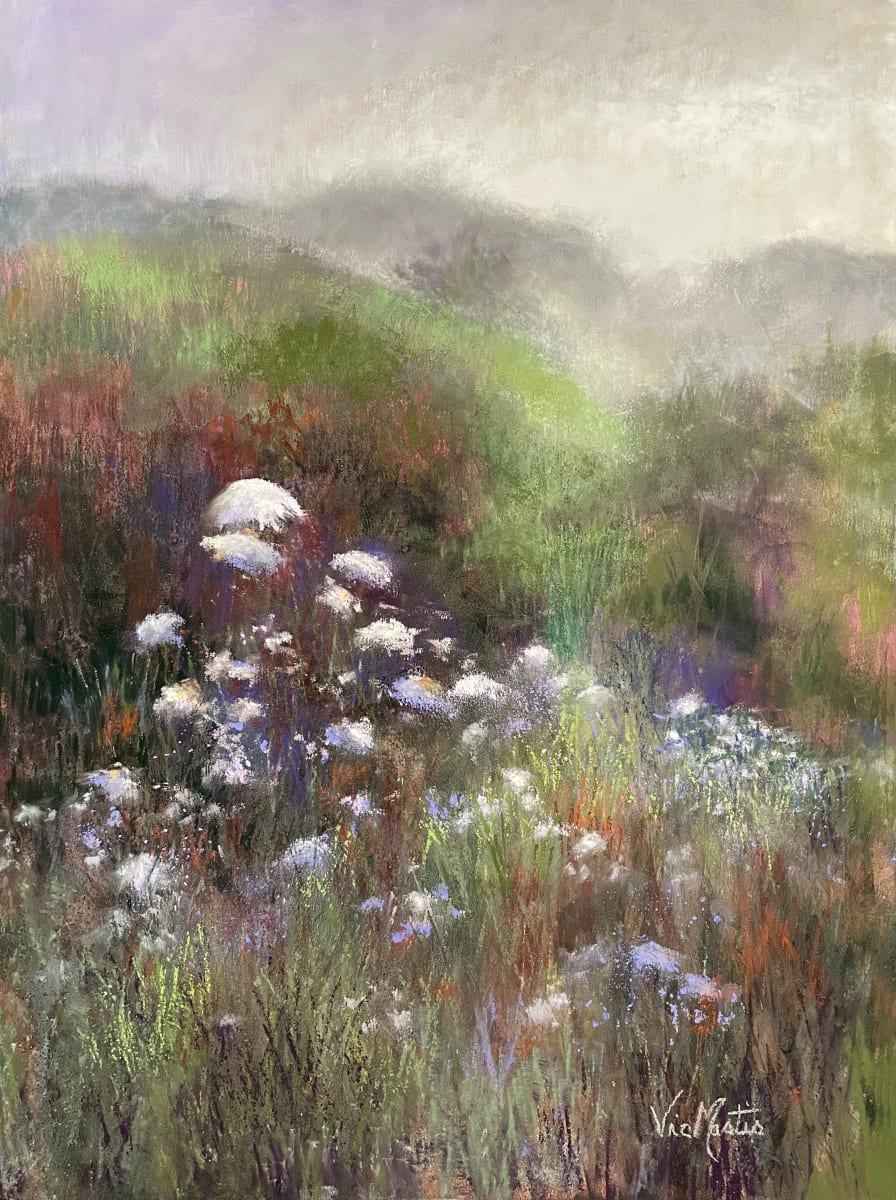 Elegant Silence by Vic Mastis  Image: Walking along the path on a foggey morning, I came upon a clearing with these Queen Anne's Lace standing up so elegant.