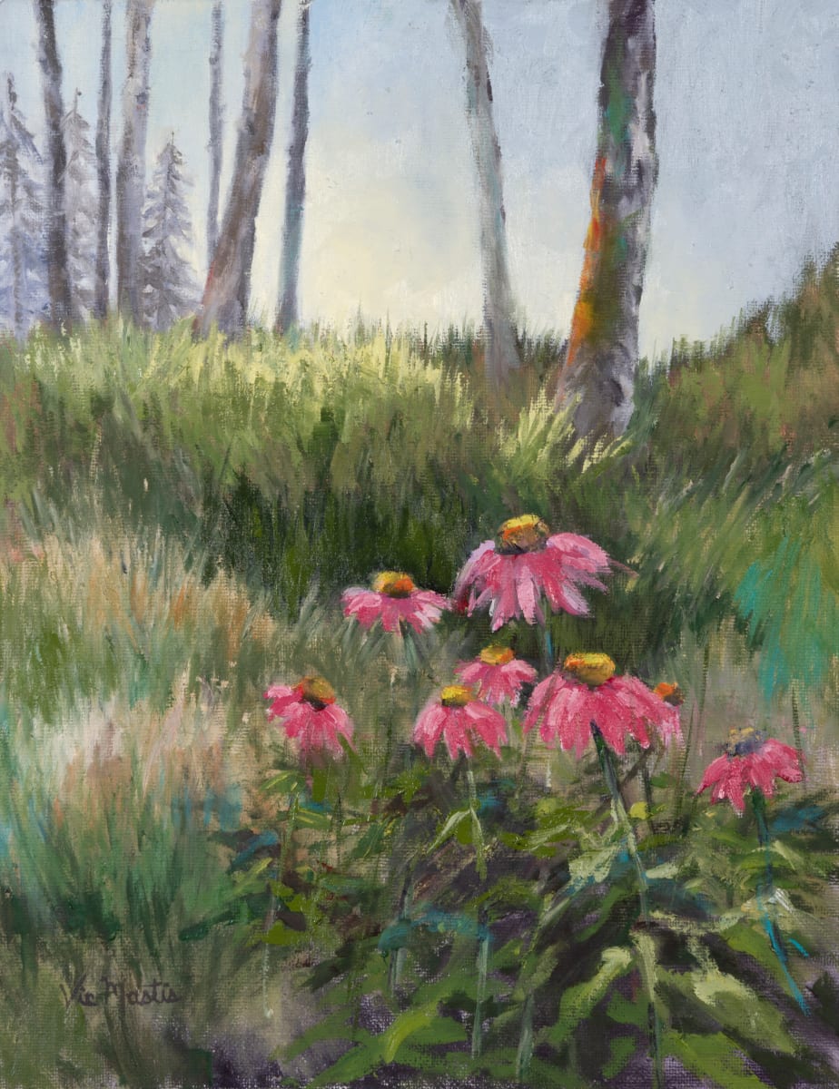 Hidden Pleasures by Vic Mastis  Image: I came upon these coneflowers in the middle of the woods as I was hiking.