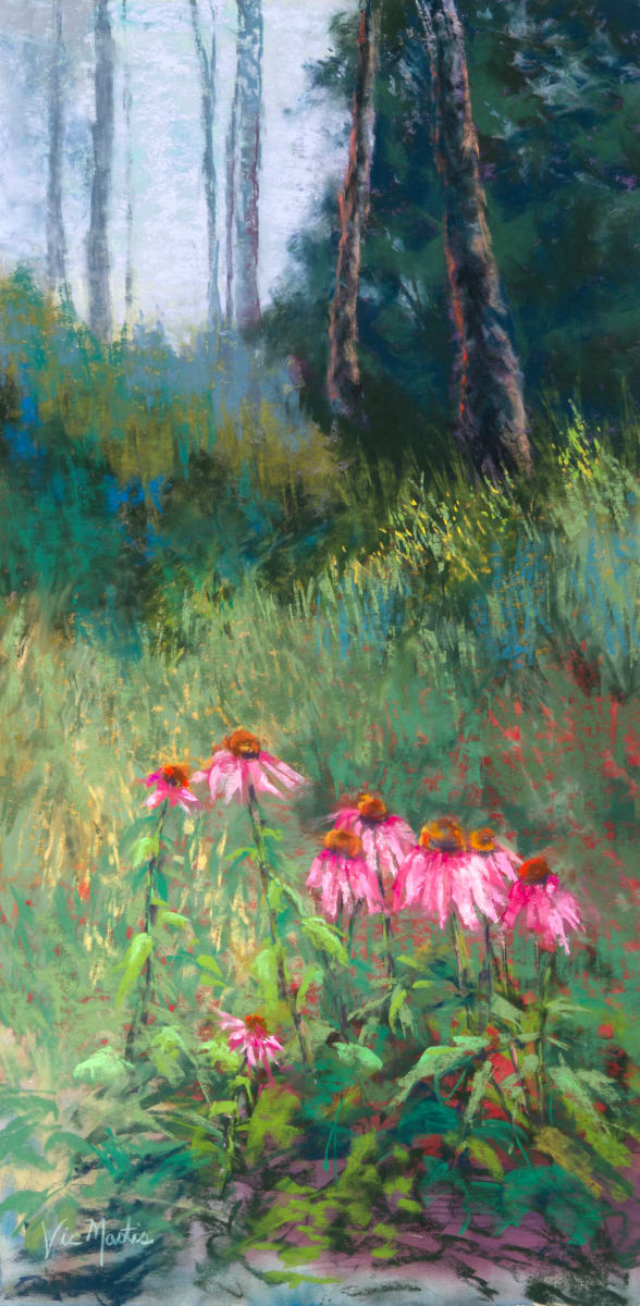 Hidden Surprise by Vic Mastis  Image: As I was walking in the woods, I came upon this hidden surprise right in the middle of the woods.  These wild coneflowers were beautiful!!