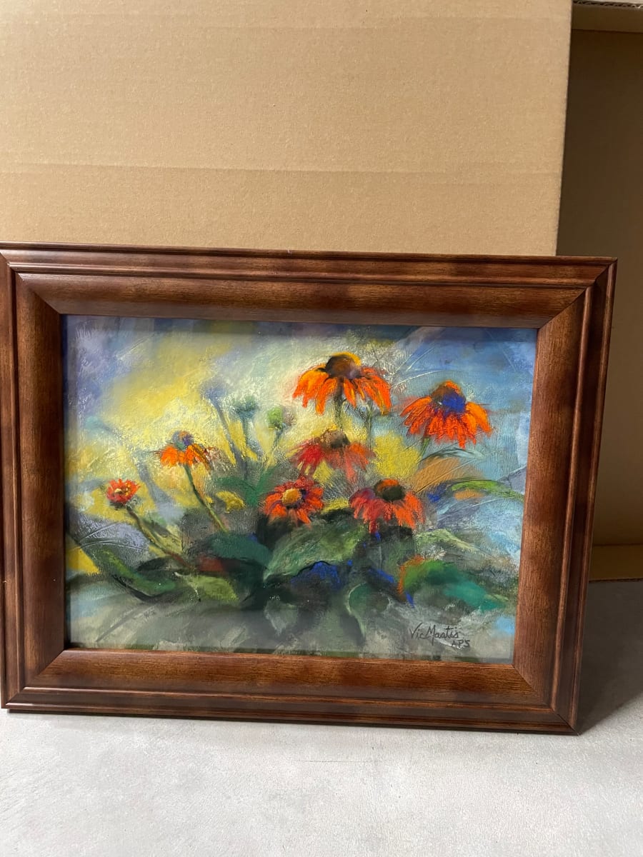 A Fine Bunch by Vic Mastis  Image: Spotting these beautiful Mexican Coneflowers at the store, I had to purchase them. I couldn’t wait to get them home to paint them!  After I painted a couple of painting, I figured I had better get them in the ground. About a week later I went to my garden and the deer had eaten them. I am so glad I painted them when I did!!