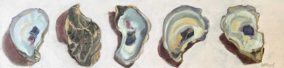 Five Oysters on Blush by Artnova Gallery & Salt Studio, Image 1.