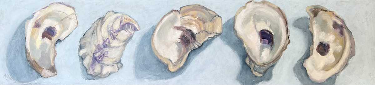Five Oysters on Blue by Artnova Gallery & Salt Studio, Image 1.