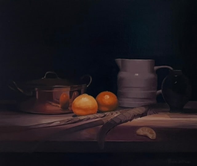 Feathers and oranges by Emma de Souza 