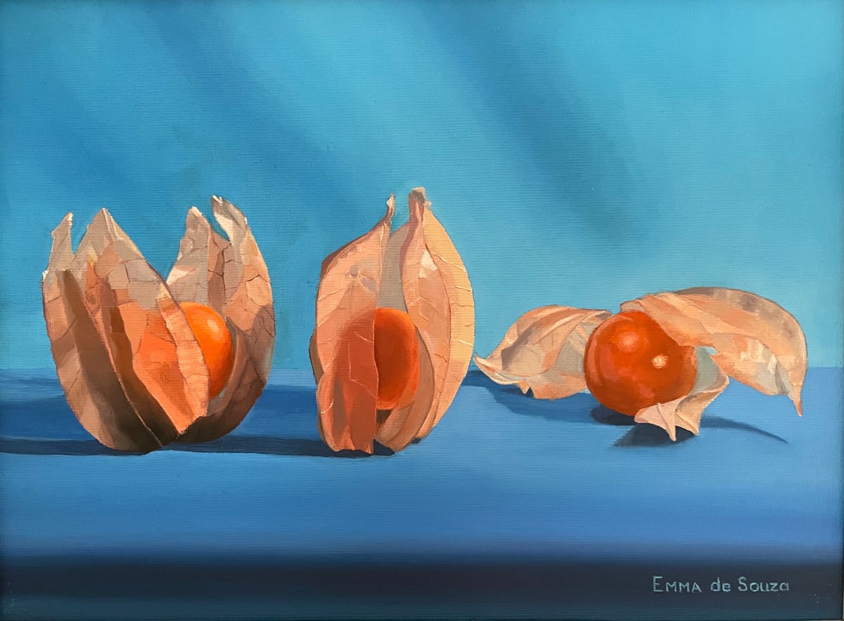 Physalis on blue by Emma de Souza 