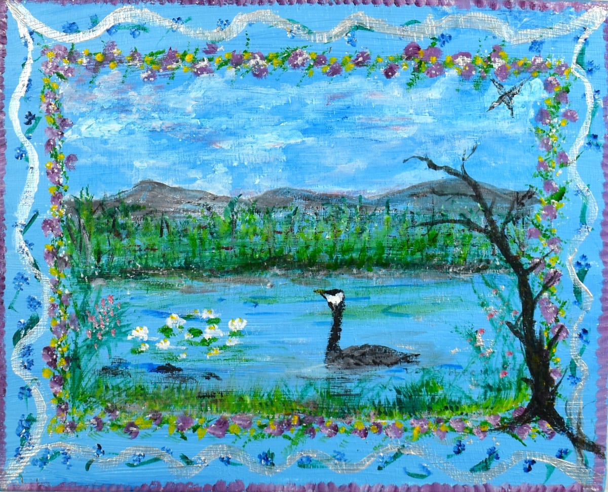 Pond Lilies & Goose by Dot Kibbee, Image 1.