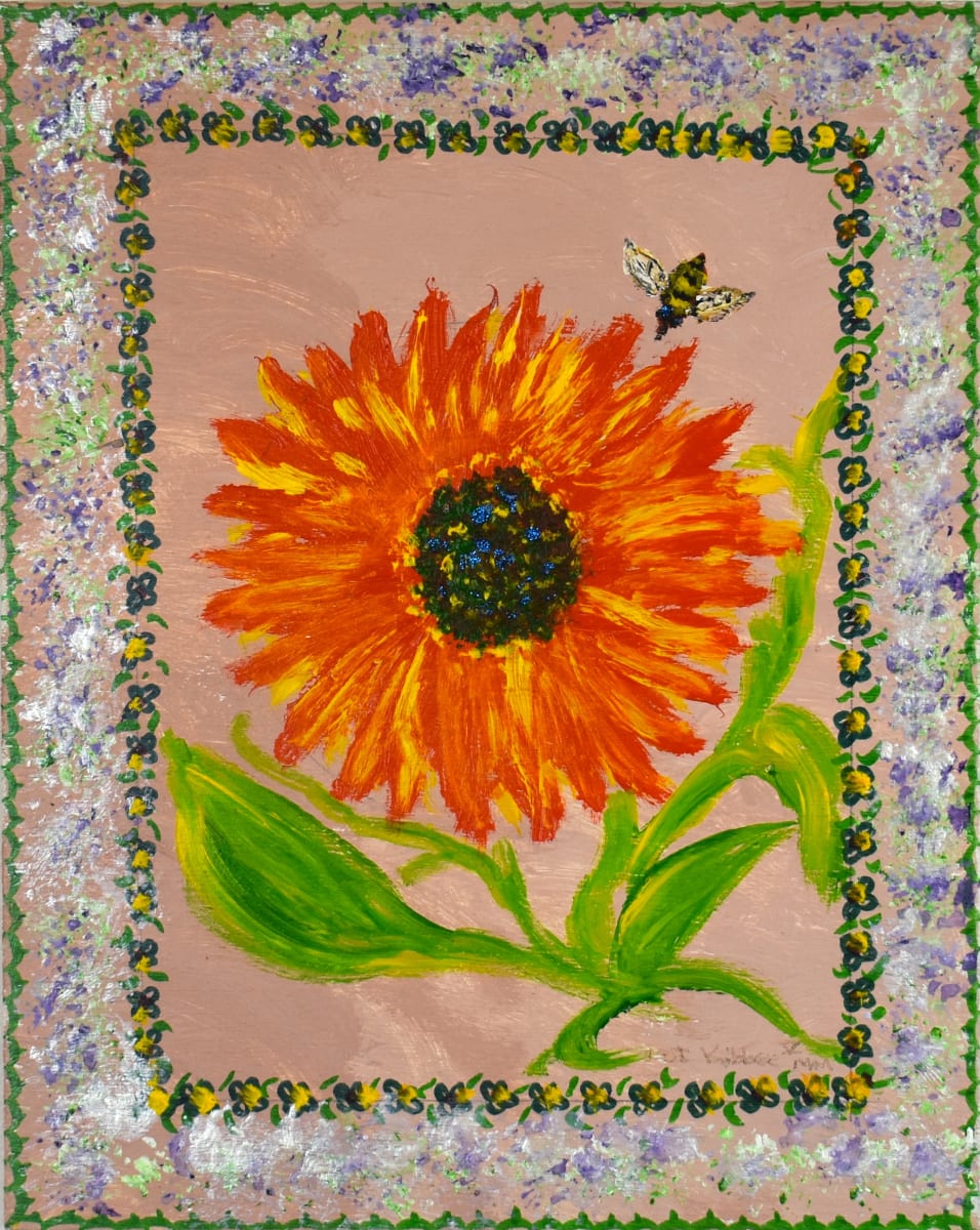 Sunflower and Bee by Dot Kibbee 