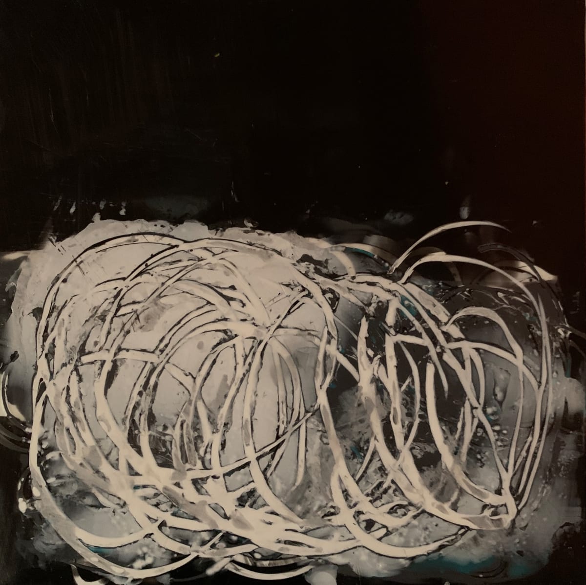 Tangled  Image: 8" x 8", encaustic on panel, 2020