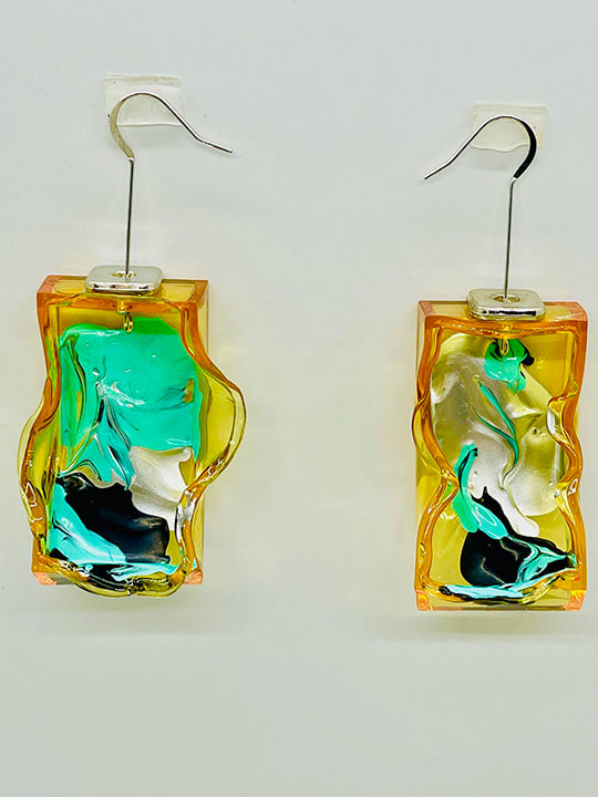 Fluorescent Orange Earrings by Olga Alexander 