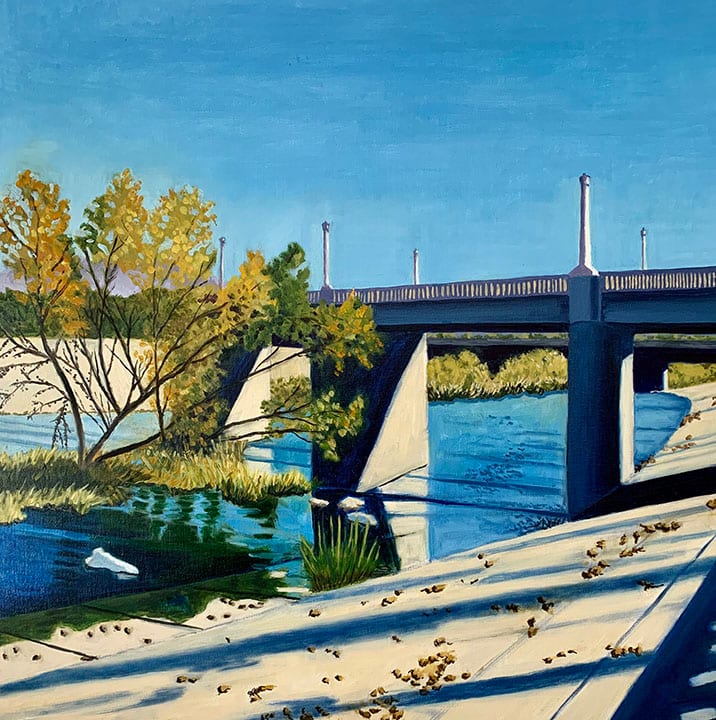 LA River, Fletcher Street Bridge from Upstream by Judith Amdur 