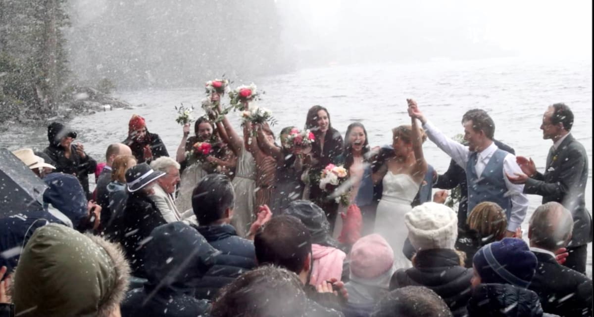 Ali And Maury's Snowstorm Wedding, Fallen Leaf Lake California by Lawrence Bridges 