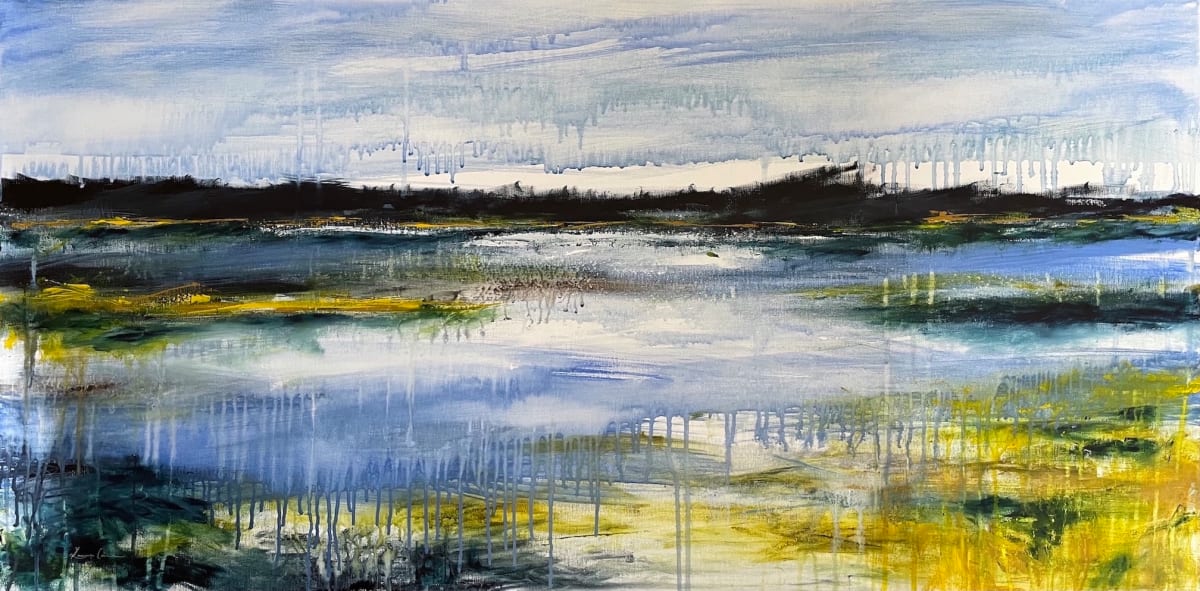 River's Edge - Watercolor and White Gouache on Canvas - 24 Inches x 48 Inches - $2,160 by Laura Cannon 