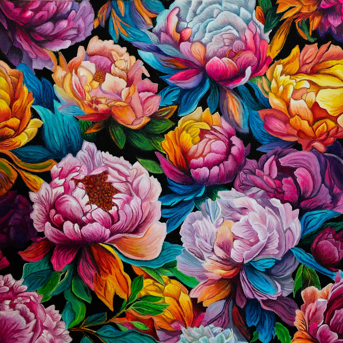 Neon Peonies by Danielle Cowdrey 