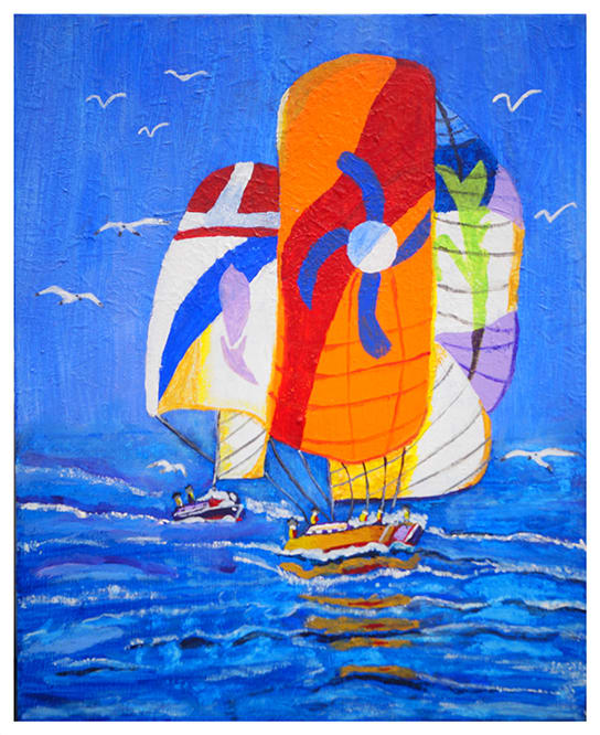 Big Sailboats Racing by Janet Edwards 