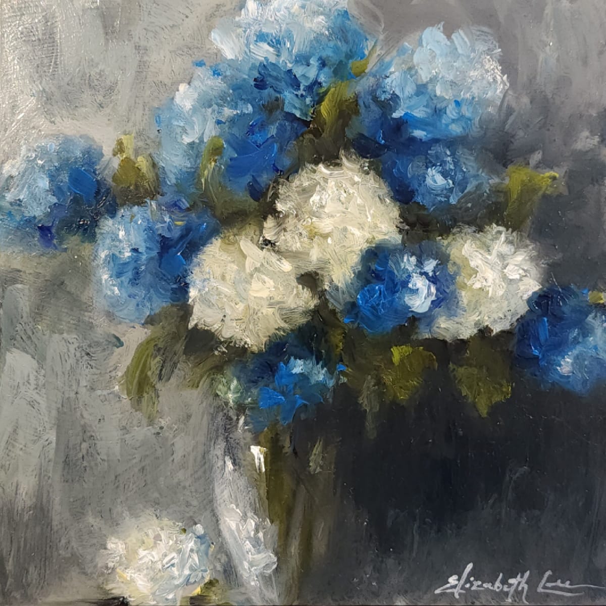 Blue and White Hydrangeas by Elizabeth Lee 