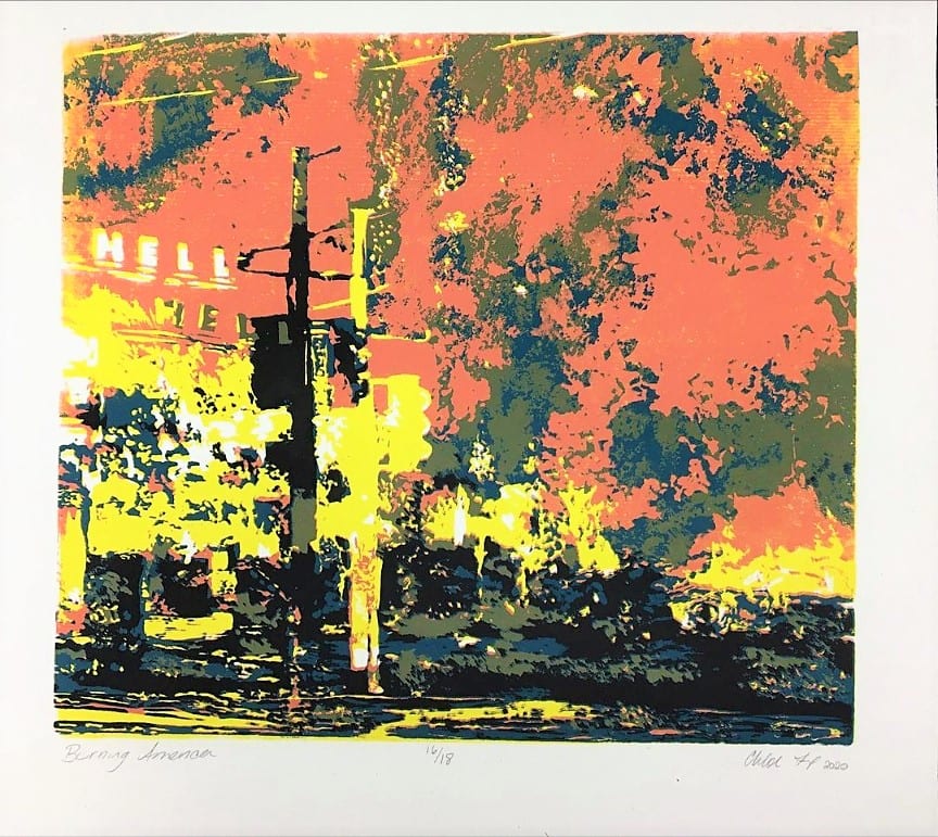 Burning America - Printing Ink on Paper by Chloe M. Fox 