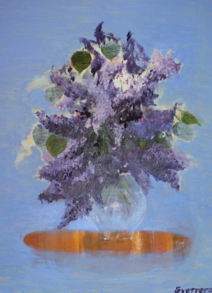 Lilacs in Crystal Vase by Eleanor Guerrero 