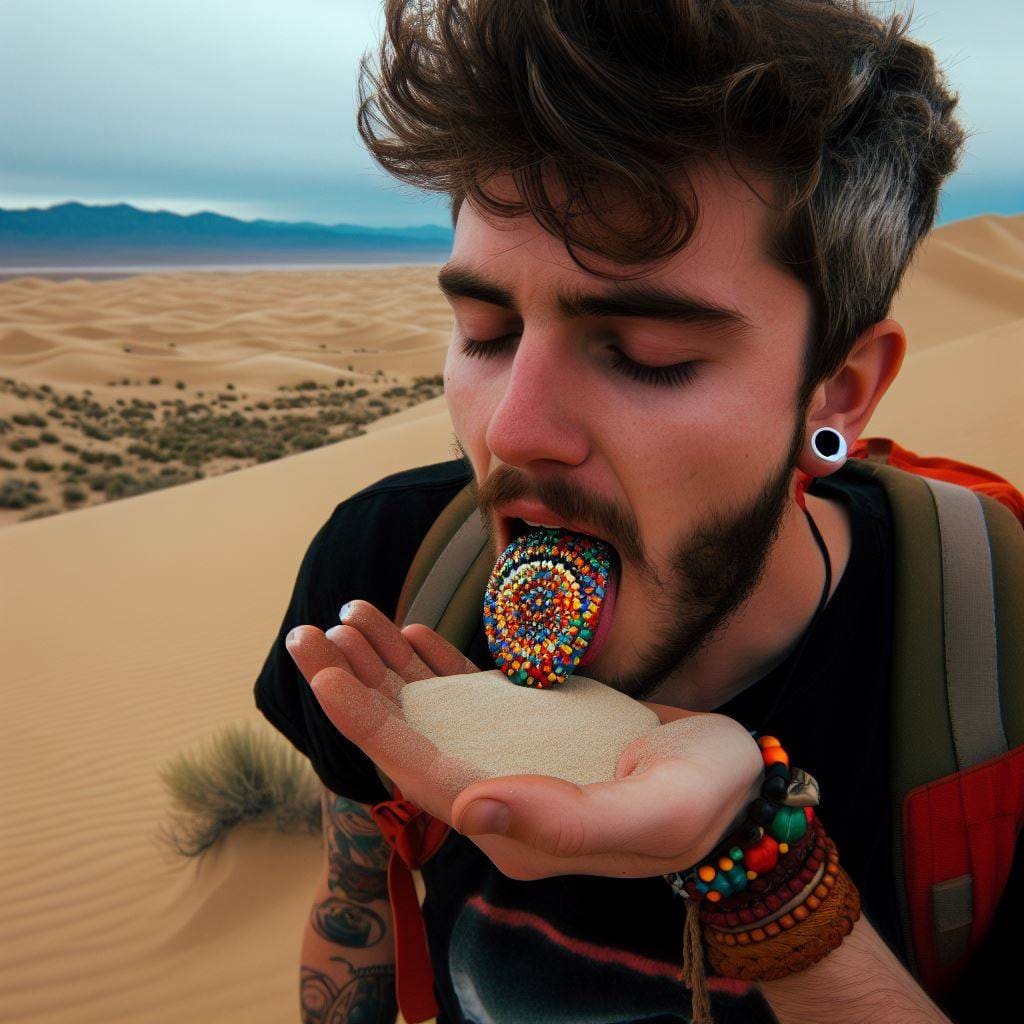 AI Art of Someone in the Desert Taking Peyote by Neo 