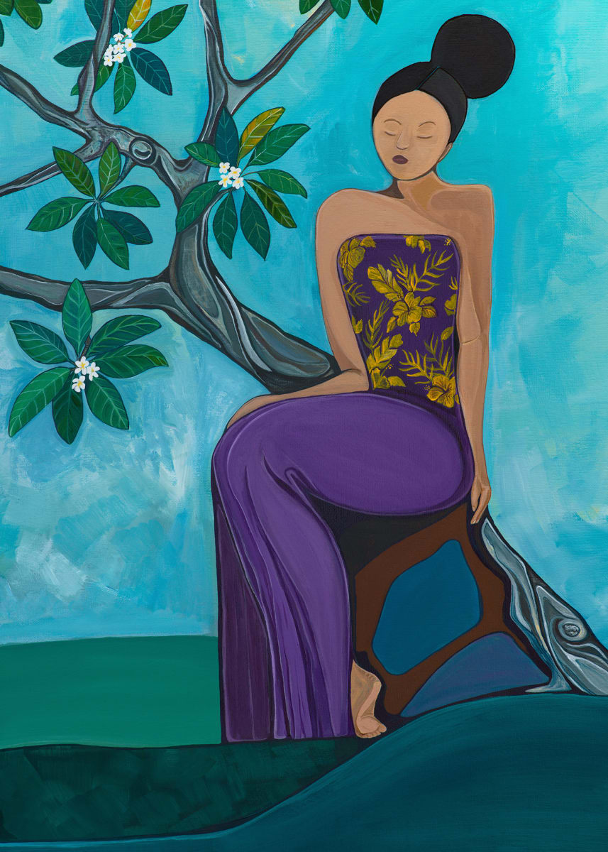 Woman With a Plumeria Tree by Christa “Ilima” Kadarusman 