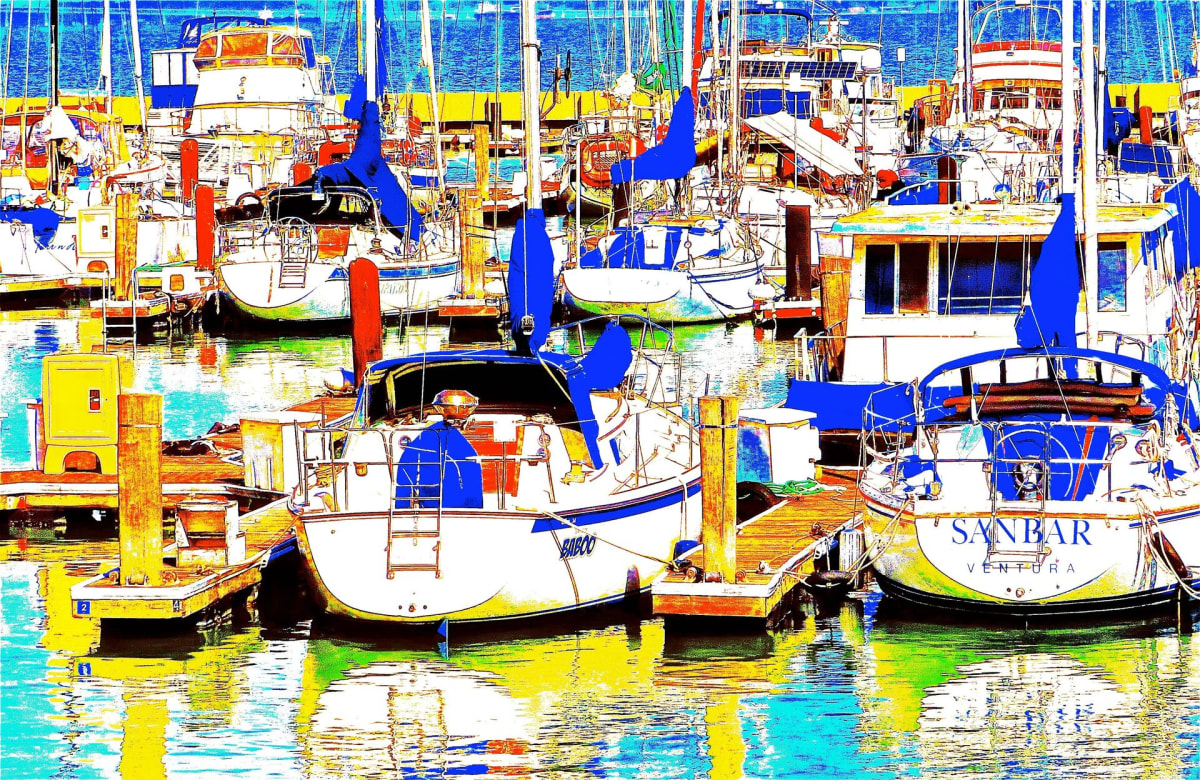 Boats Docked at Fisherman's Wharf by Ken Kochakji 