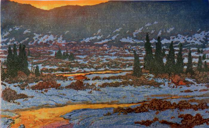 Elk Mountain Sunset by Leon Loughridge 
