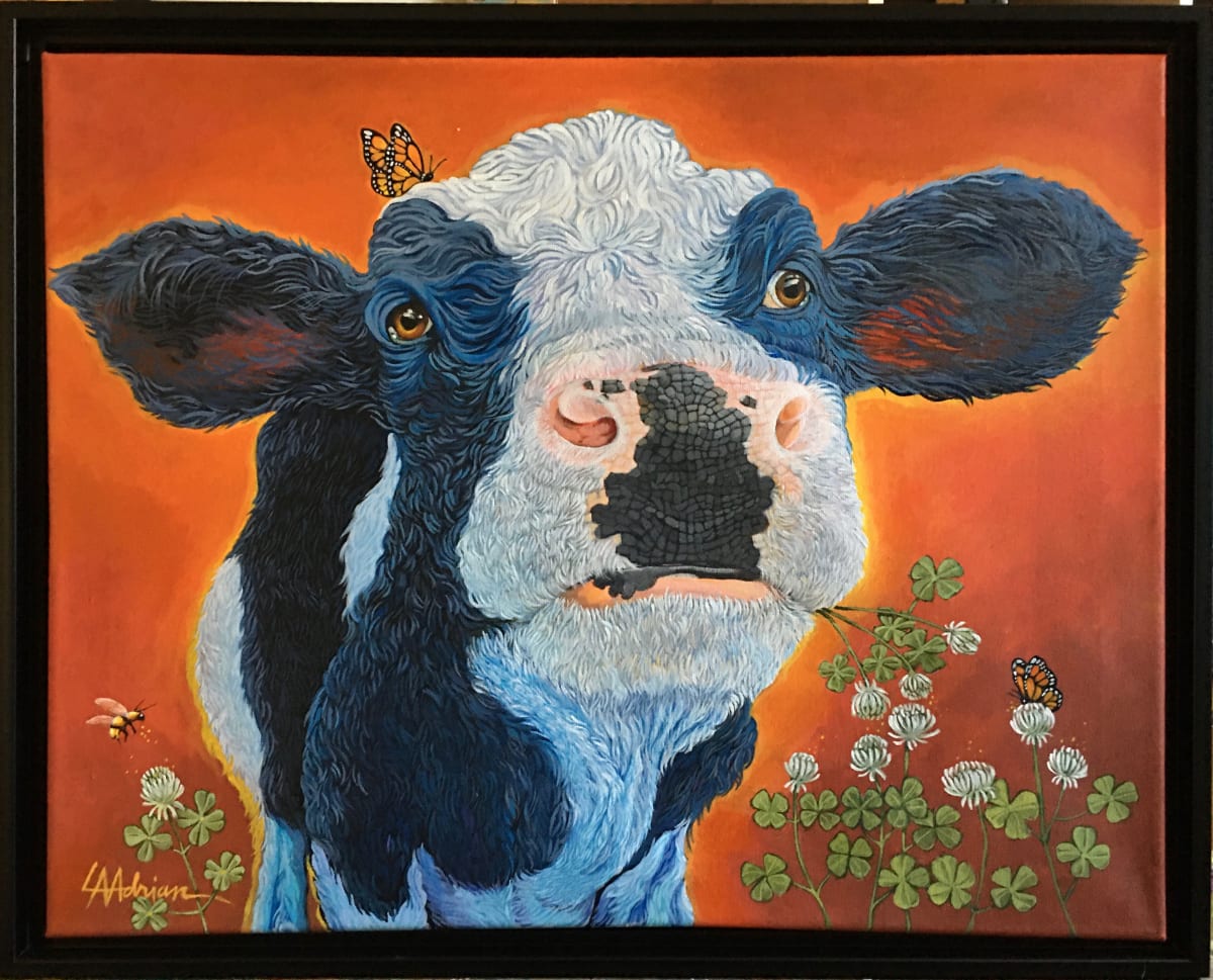 Cow in Clover by Lynne Adamson Adrian, Image 1.