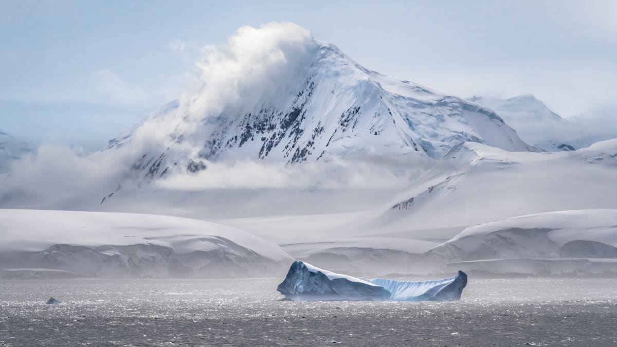 Antarctic Mountain and Berg by Mark Zukowski 