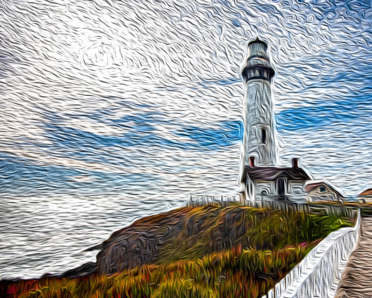 Pigeon Point Lighthouse Oil by Doug Marshall 