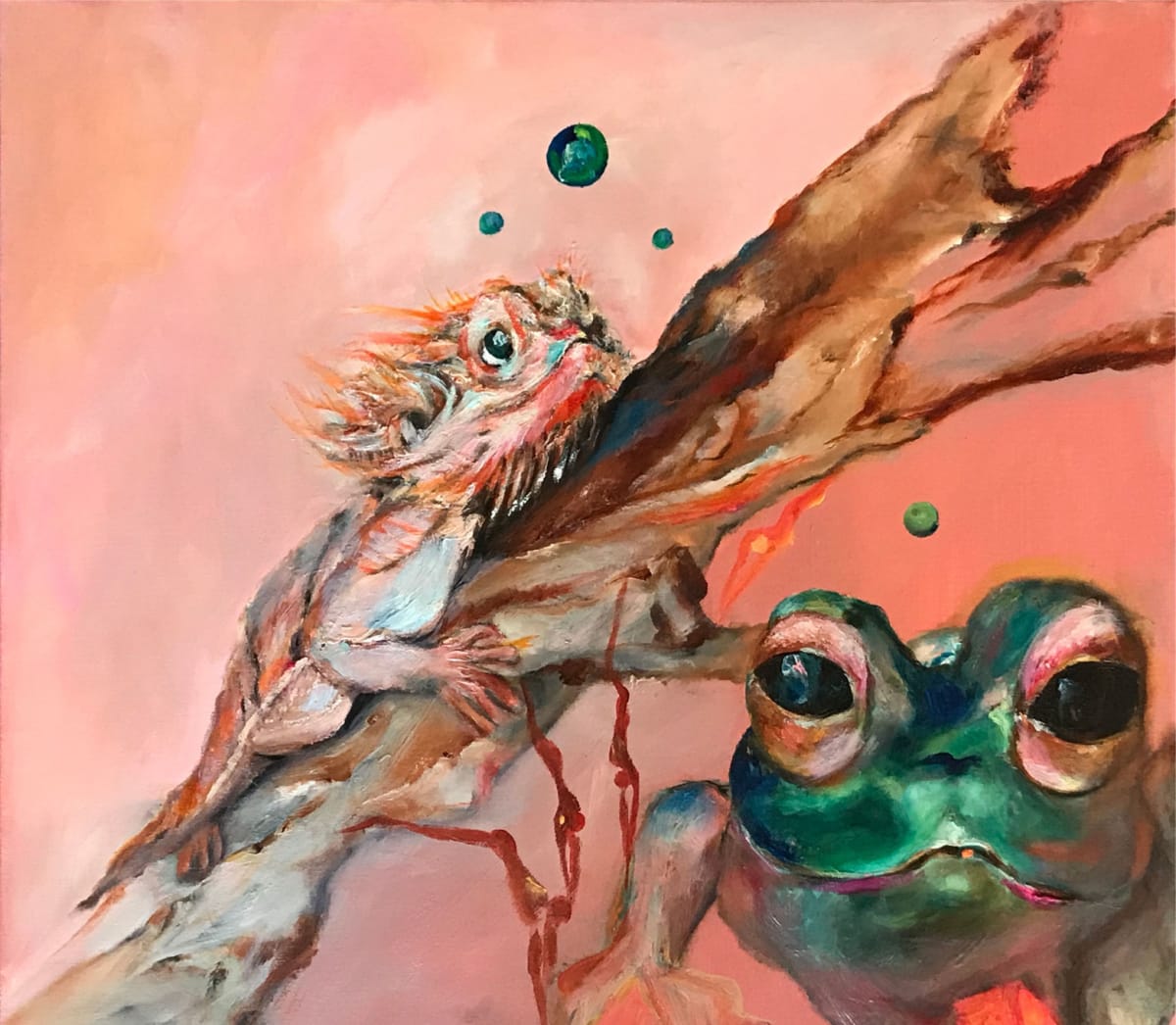 Saving the World's Horney Toad Frog and Frog by Judy Ryan Art 