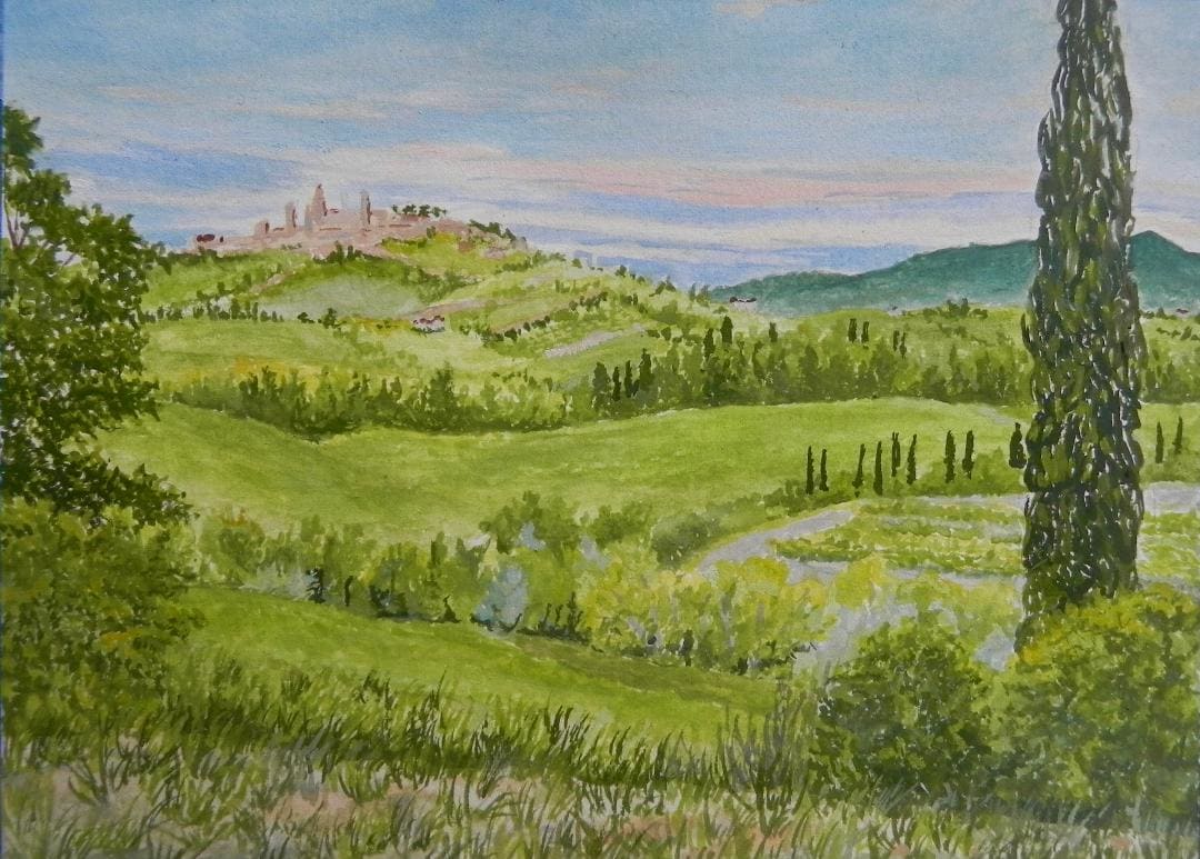 San Gimignano Sunset by Monica Jane Rich 