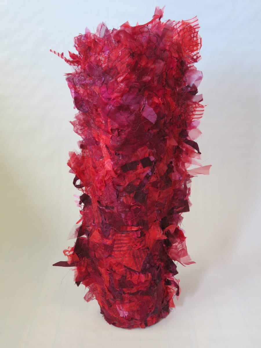 Red Vessel #4 - Fiber Art by Barbara Murak 