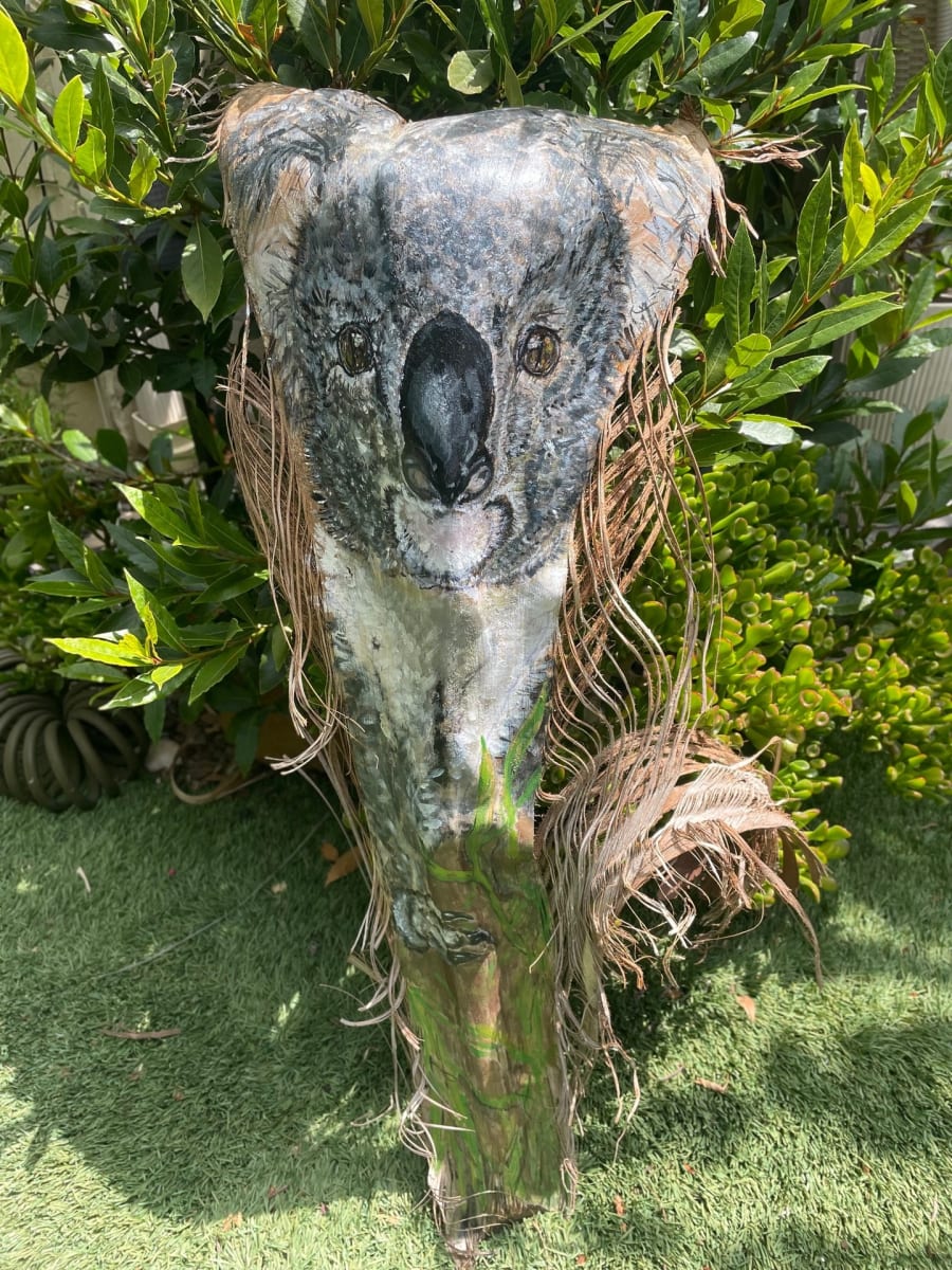 Koala on Palm Frond by Jane Muschenetz 