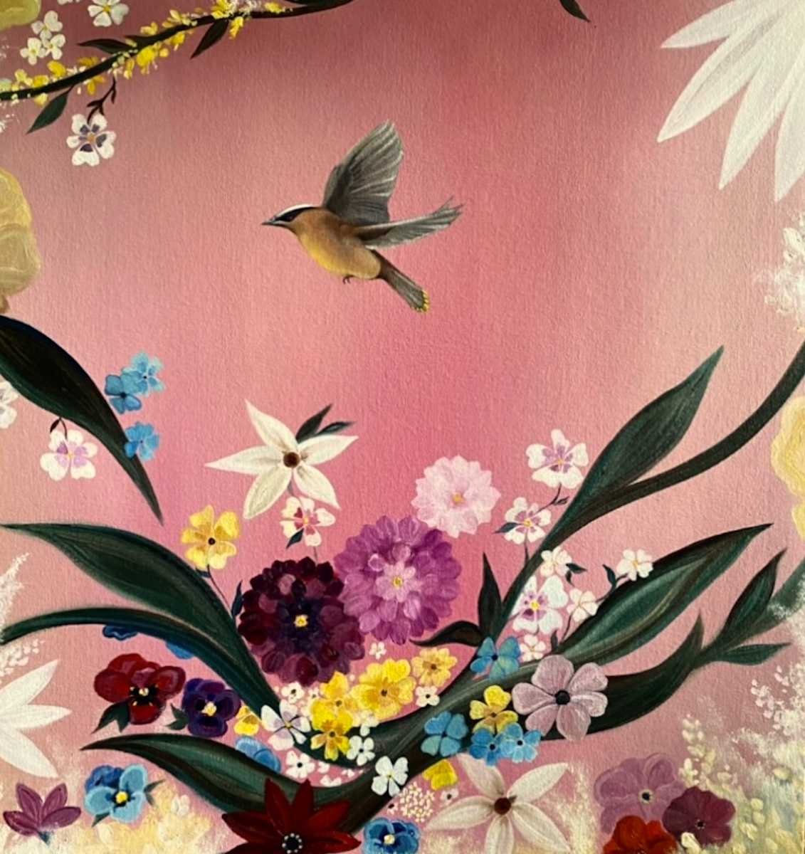 Cedar Waxwing Floral by Laura B. Palmer 
