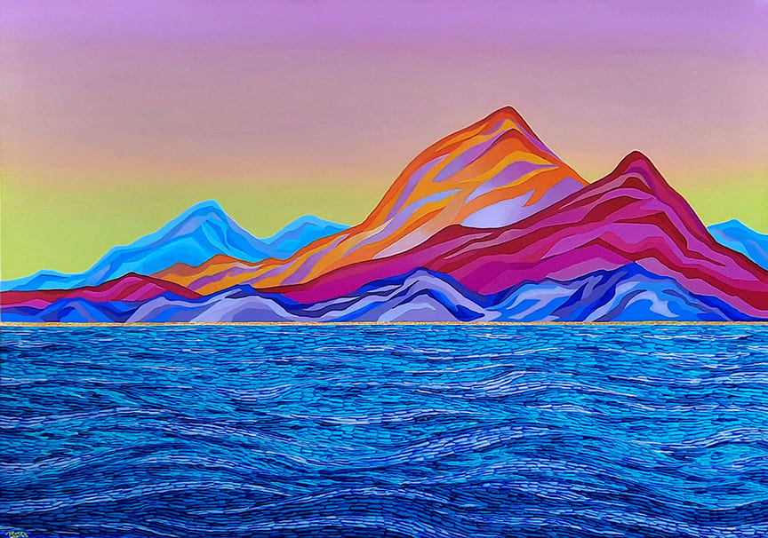 Sea and Mountains at Dawn by Mariia Raskin 