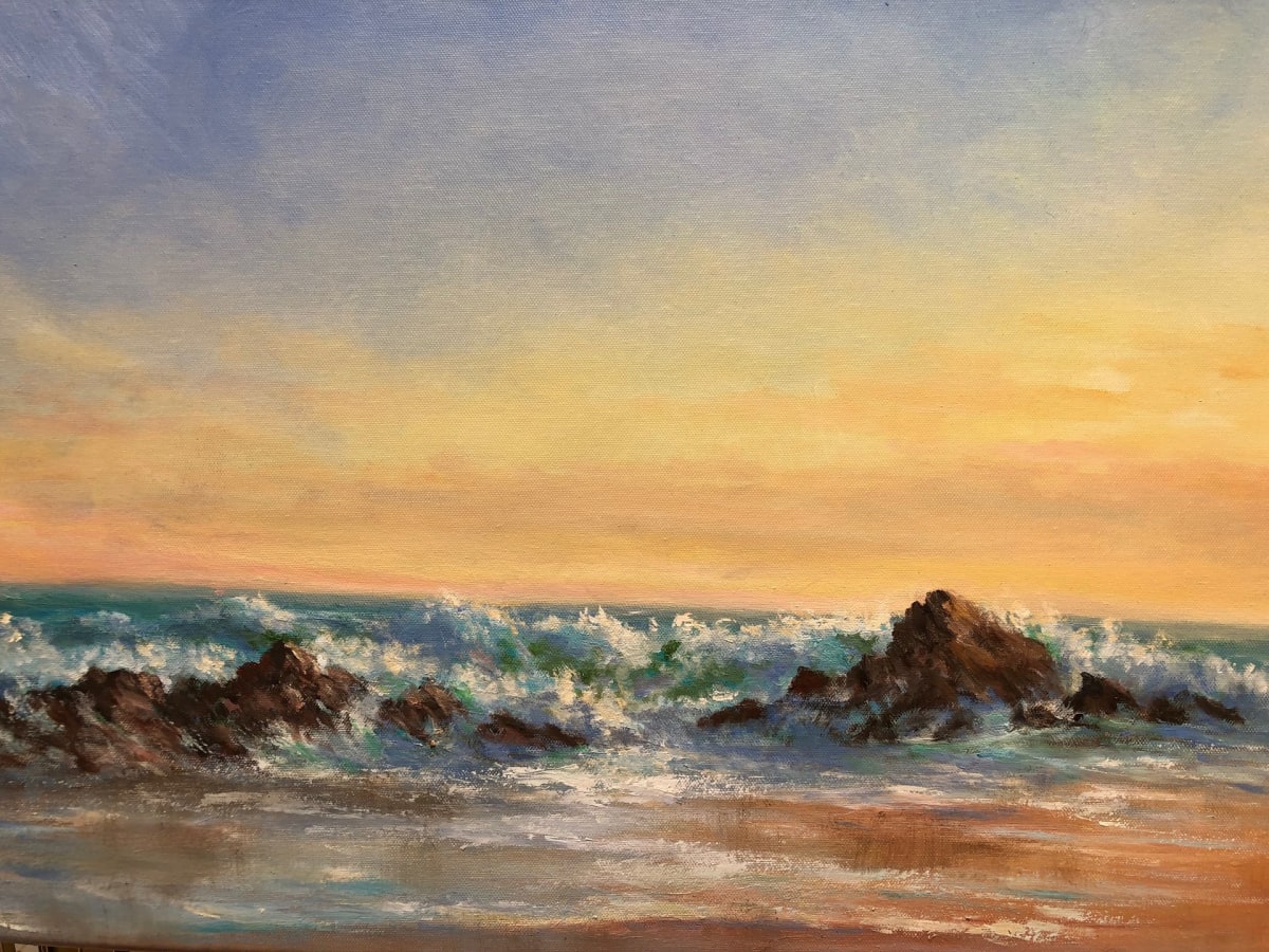 Rocky Shoreline at Sunset by Carol Rusaw 