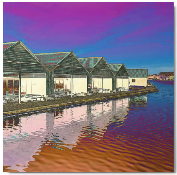 Boat Houses at Dusk by Sherri Scott Studios 