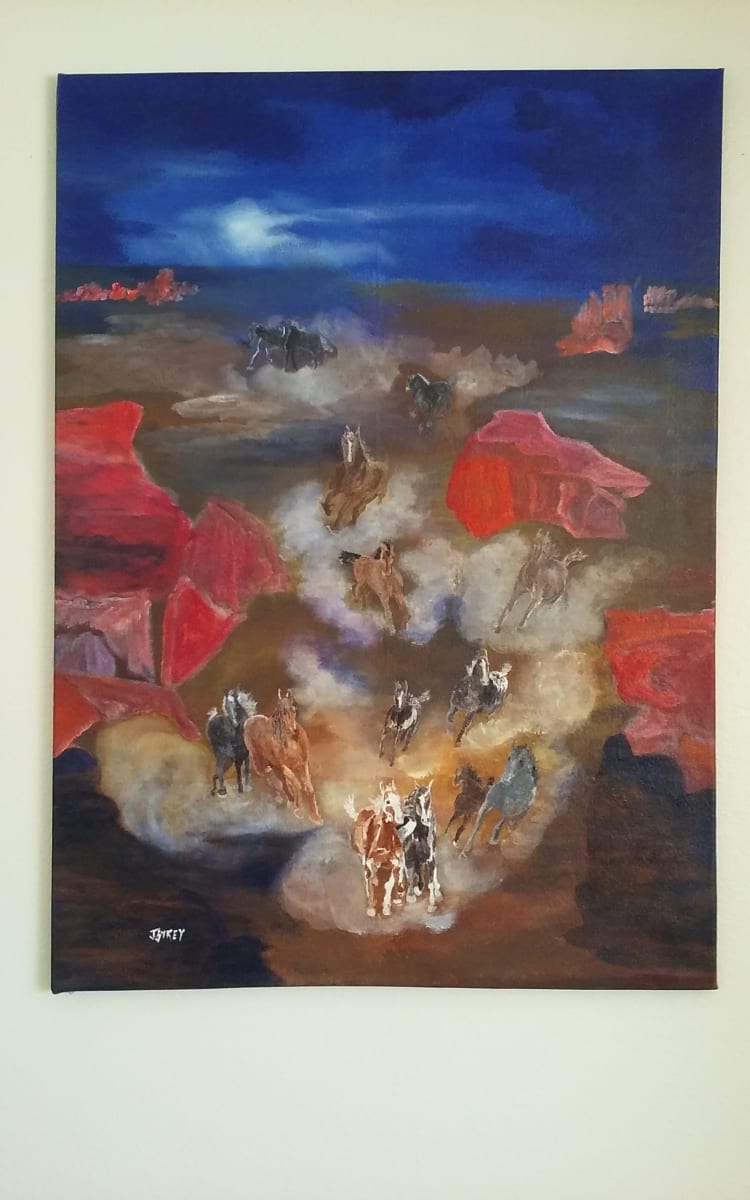 Moonlight Run-Horses in the Desert by Jackie Strey, Image 6.