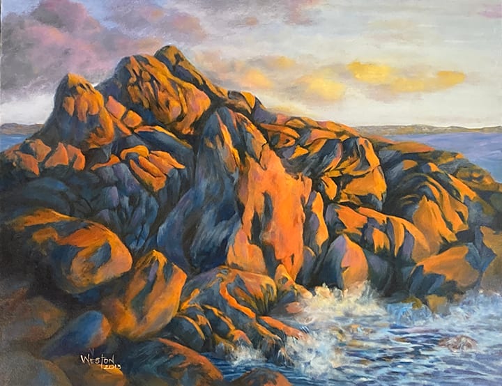 Rocks at Embarcadero, Newport by Denise Clark Weston 