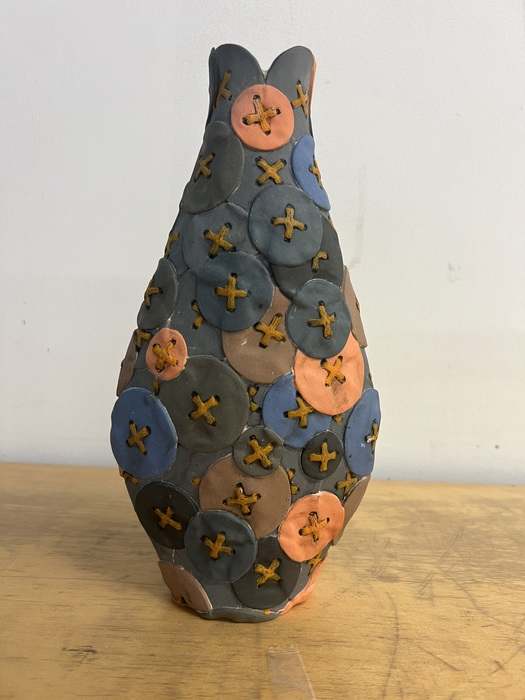 Button Mosaic Vase by Ping Zhong 