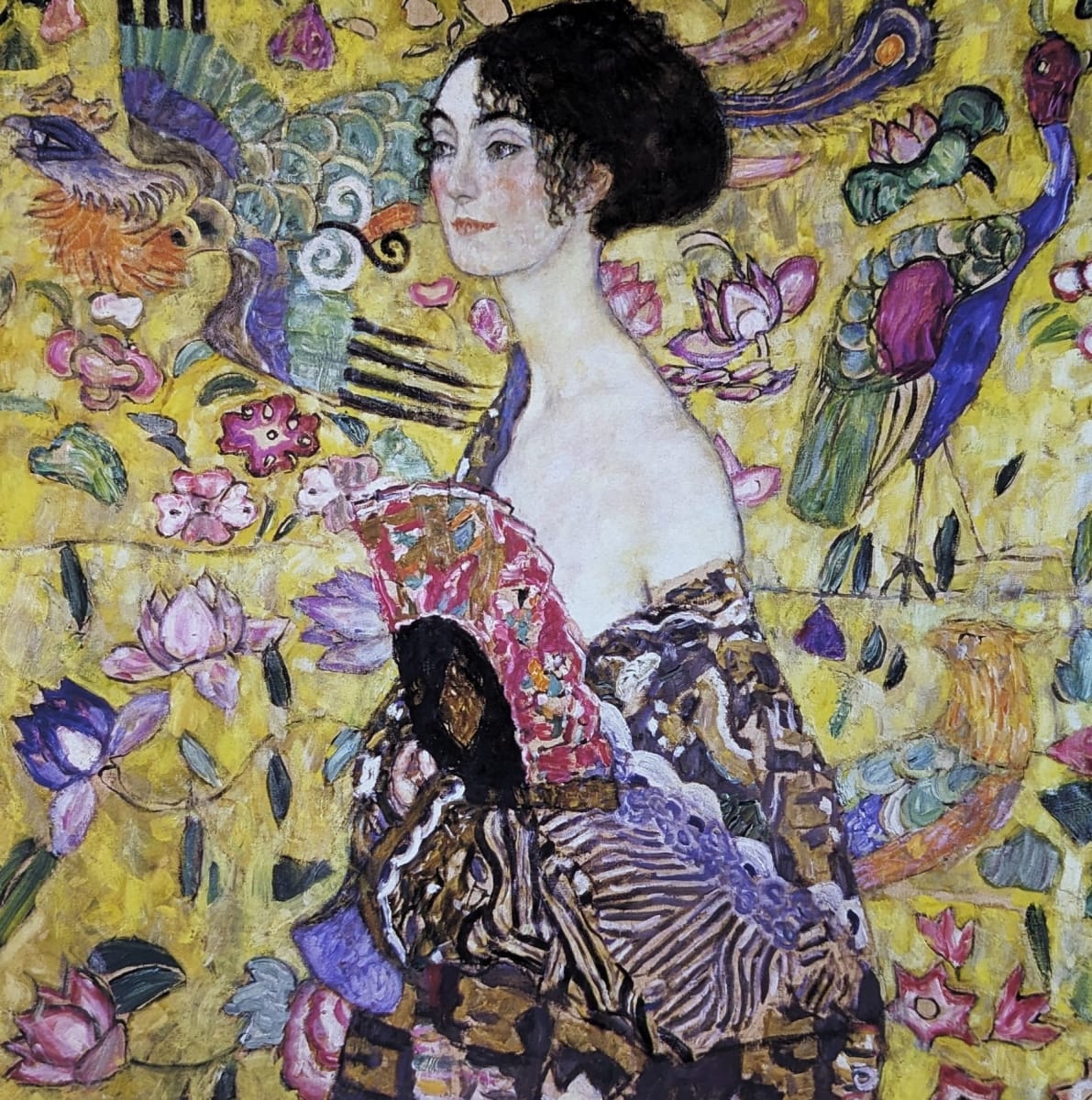 Dame mit Fächer (Lady with a fan), after Gustav Klimt by Gustav Klimt 