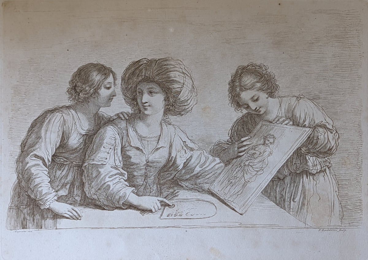 Three Women, with a Palette and Sketch of a Design by Francesco Bartolozzi  Image: Three Women, with a Palette and Sketch of a Design