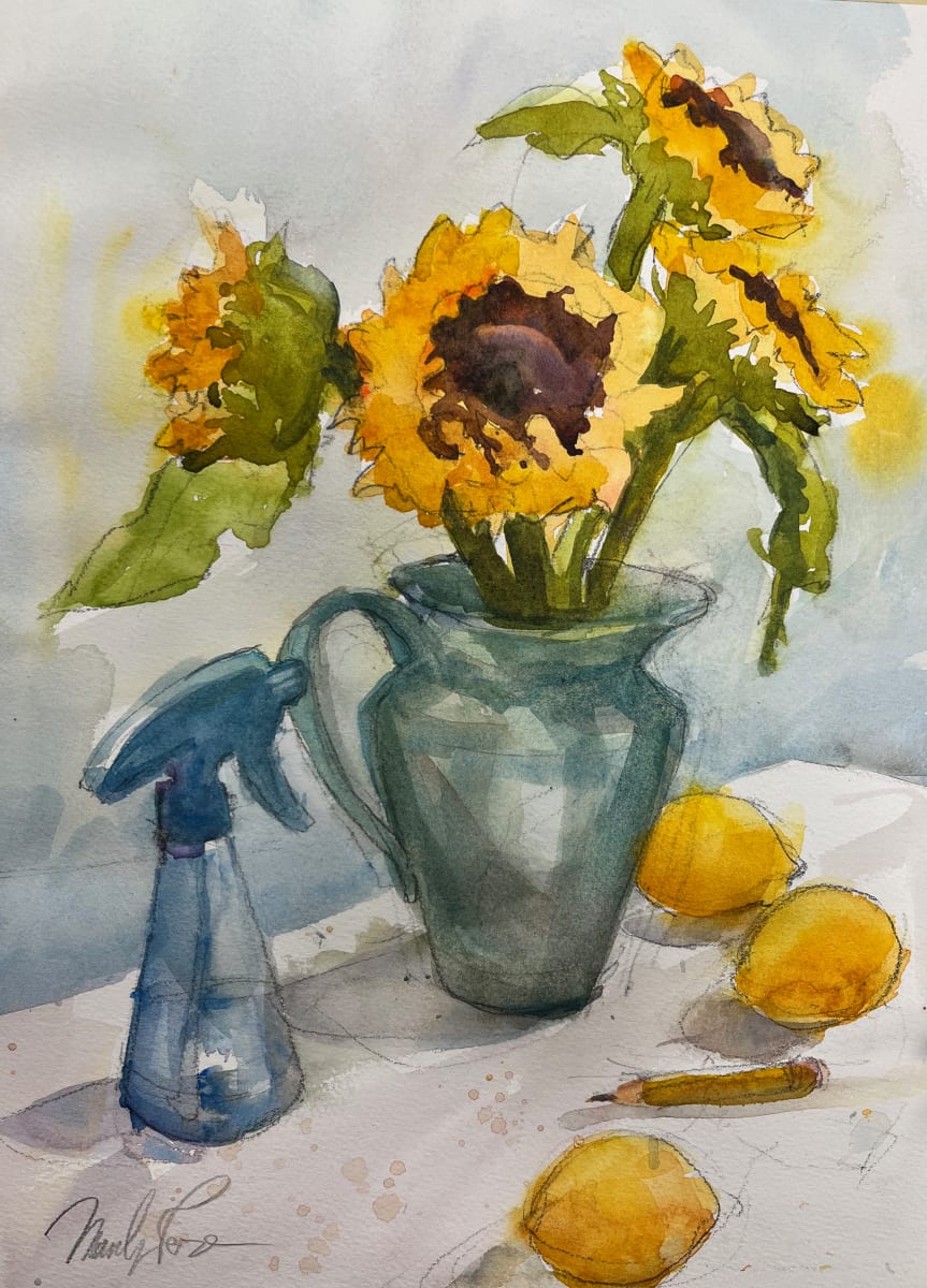 Sunflowers on my Table by Marilyn Rose 