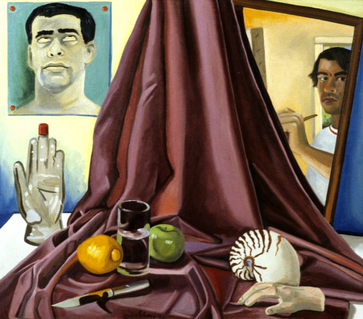 Maroon Drapery Still Life 