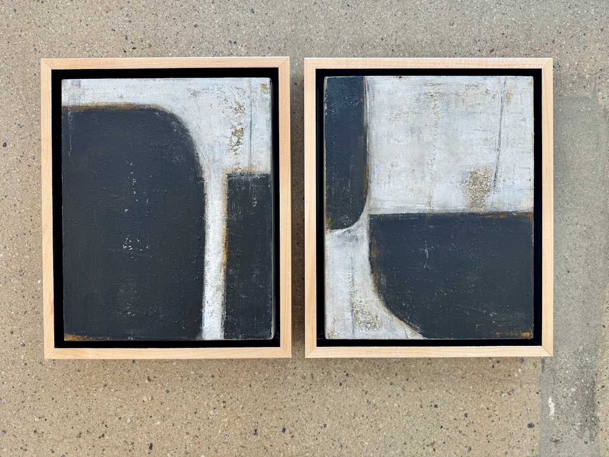 Listen to the birds -petite format 31/32 diptych by Kippi Leonard Art Studio 