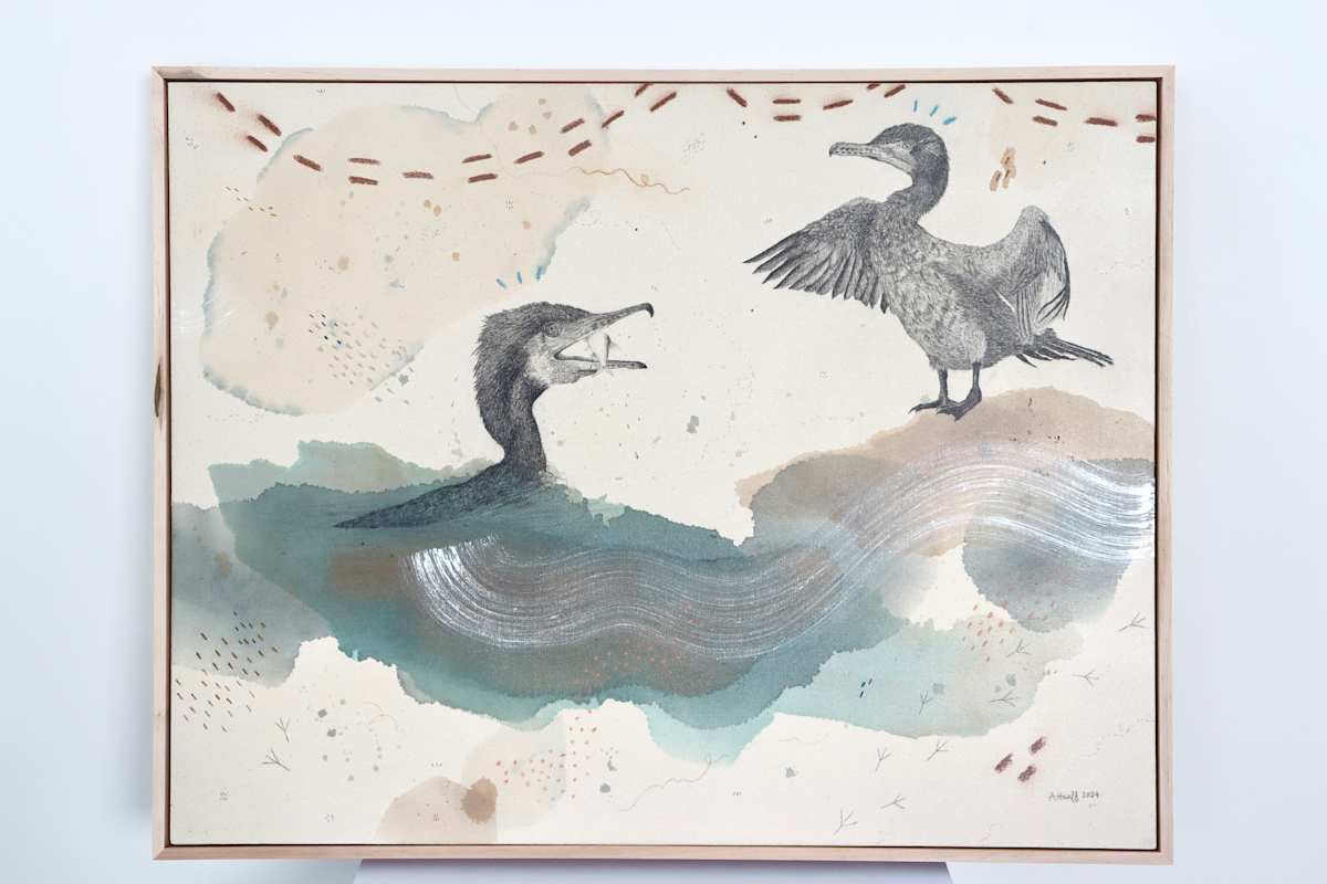 Double Crested Cormorant, Prehistoric Diver by Alicia Hauff Studio 