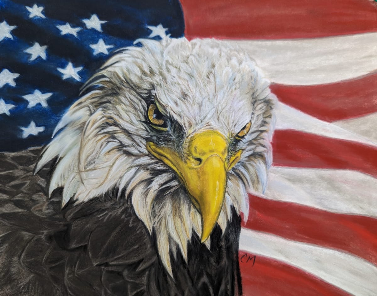 Eagle with flag by Carol Motsinger 